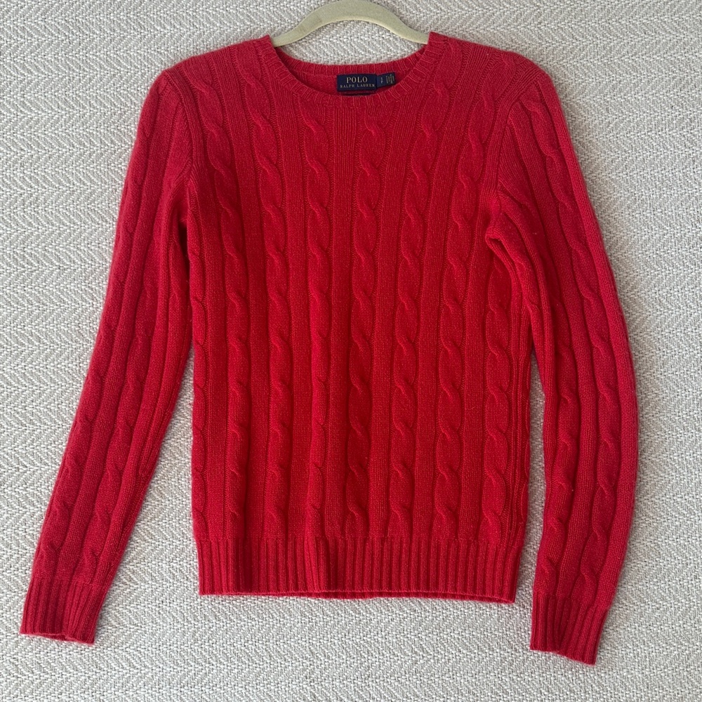 Polo Ralph Lauren Vibrant Red Cashmere Sweater, Small